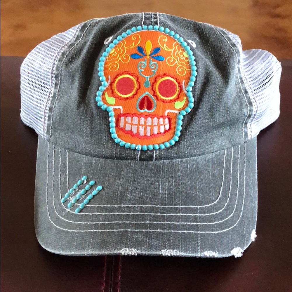 Sugar Skull Distressed Cap